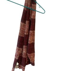 Vintage Ralph Lauren Shetland Wool Scarf Denim & Supply Red Tan Pockets 88”x8”